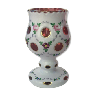 Vase en cristal de bohème overlay 1900