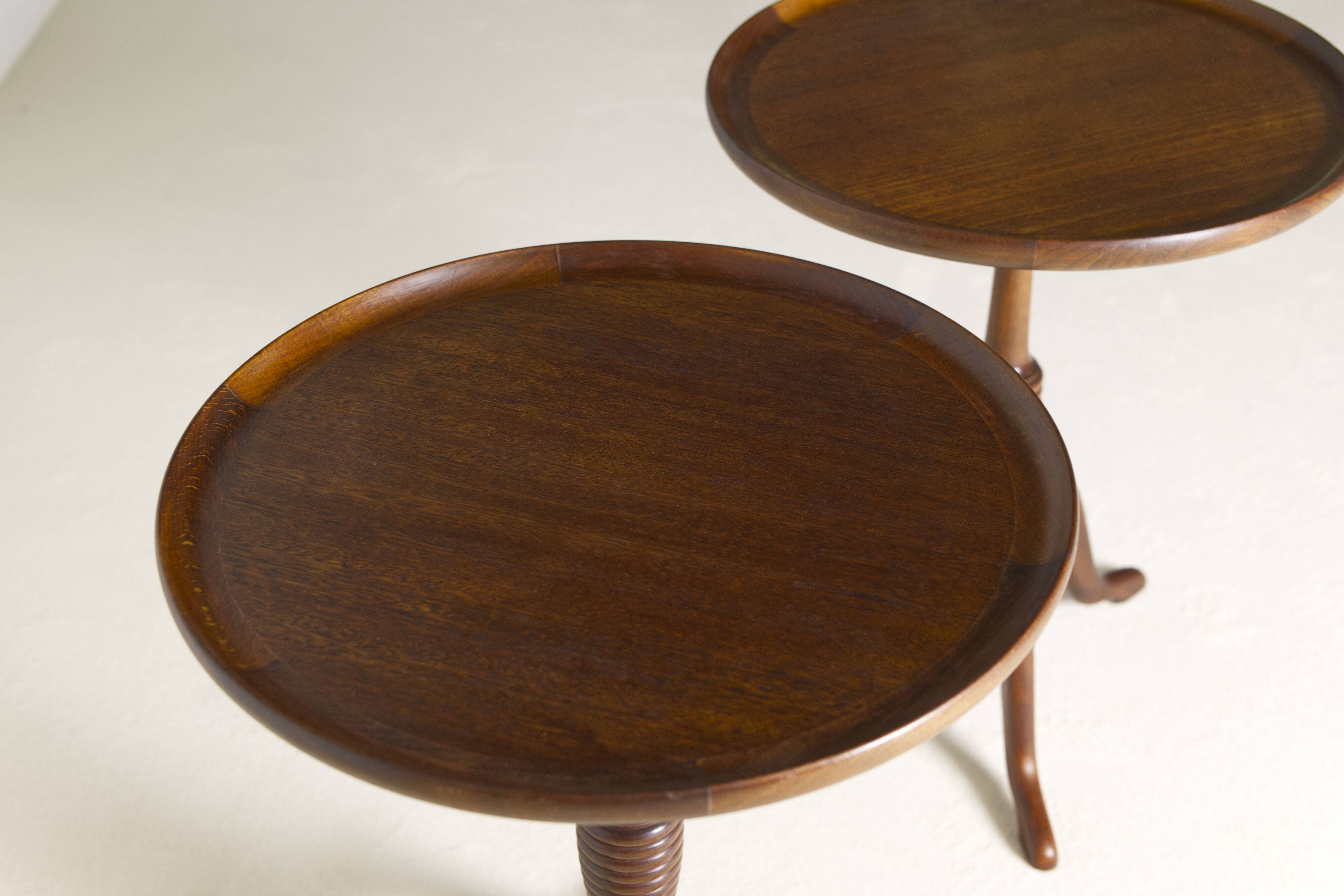 Pair of Mahogany side tables by Anton Kildeberg, Denmark 1960's