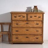 Antique stripped pine chest of drawers – Primitive European rustic furniture – circa 1920 #109