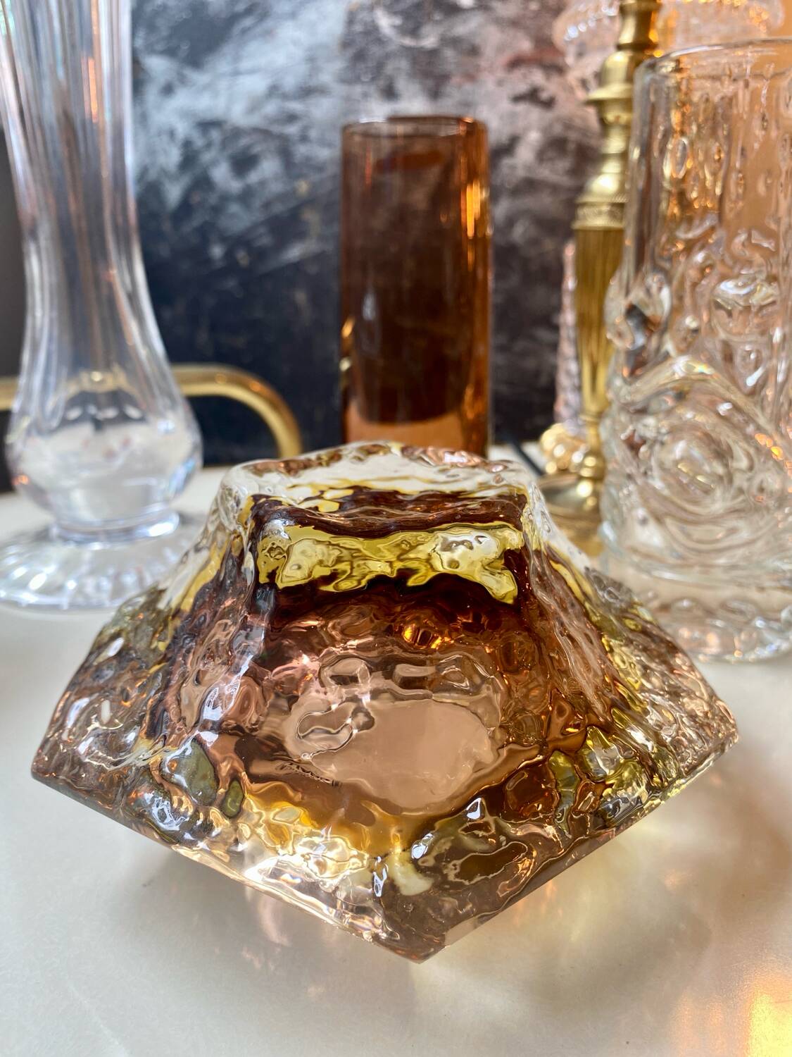Sommerso Murano amber ashtray