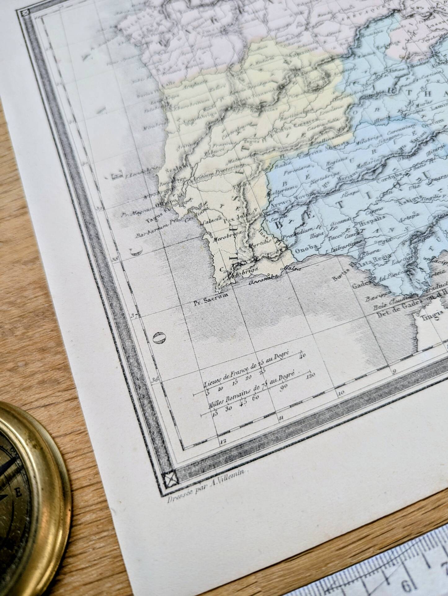 Old Spain, printed map from 1852.