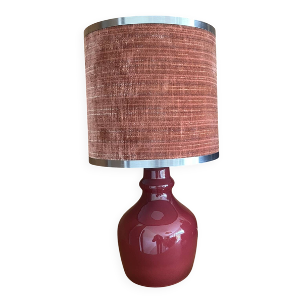 Lampe à poser/ de chevet en céramique bordeaux Mid century français