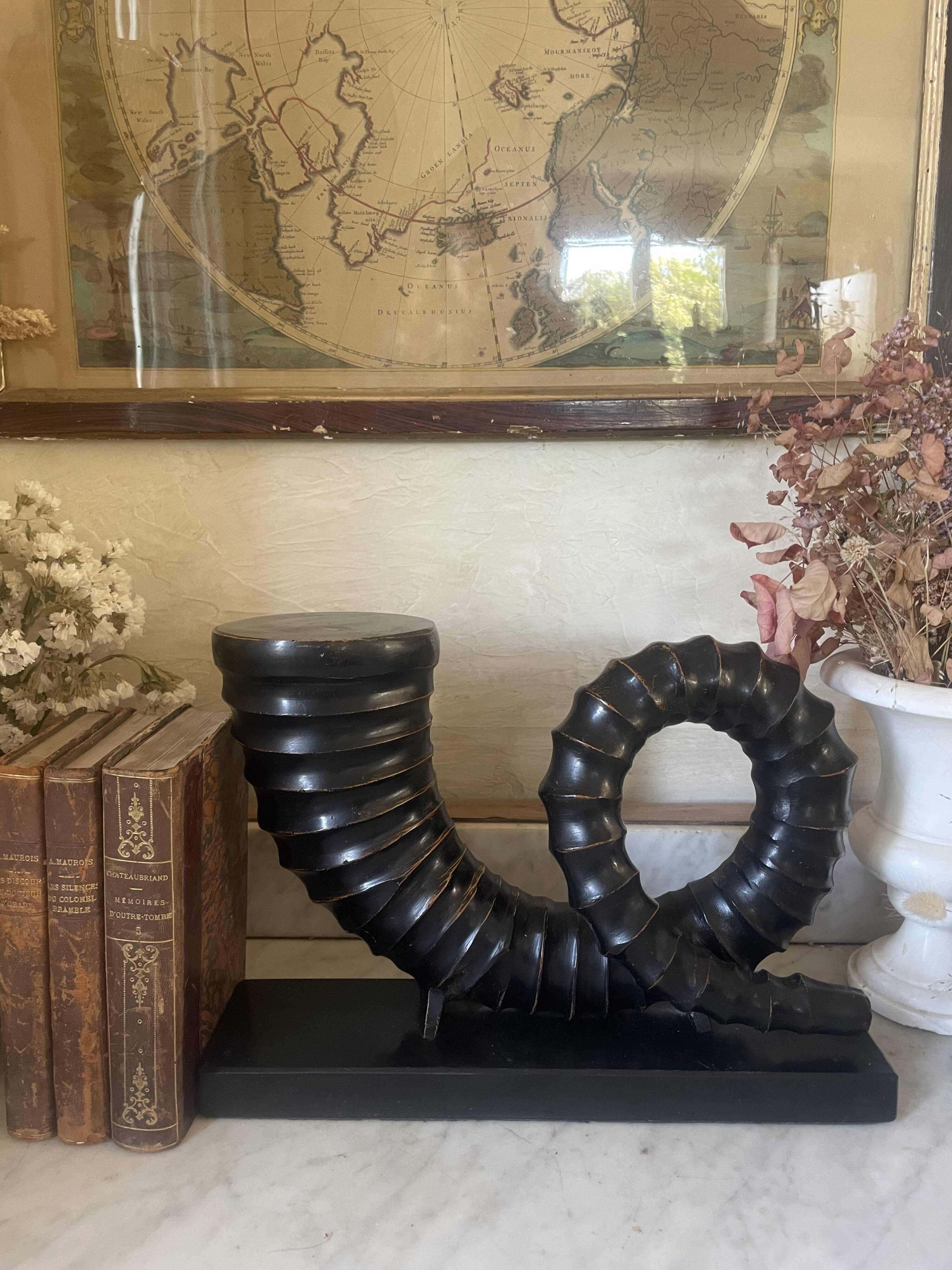 vintage sculptural bookends, ram's horns