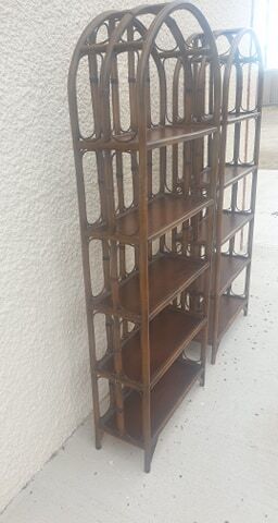Pair of rattan shelves
