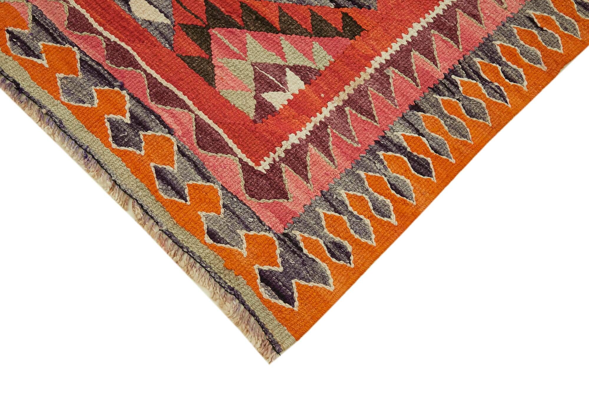 Turkish Handwoven Vintage Herki Kilim 105 cm x 336 cm