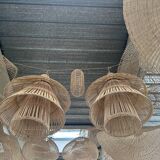Rattan pendant lamp or light in the shape of an Asian lantern