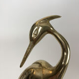 Hollywood Regency heron in golden brass 70s