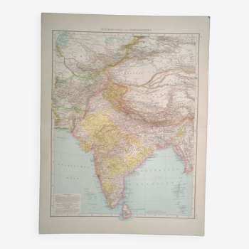 Une carte géographique  1887  Asie centrale  zentralasien issue Atlas  Richard Andrees