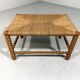 Low oak bobbin stool with rush seat 1930’s