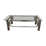 Table basse en chrome et verre fumé