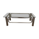 Coffee table in chrome and smoked glass
