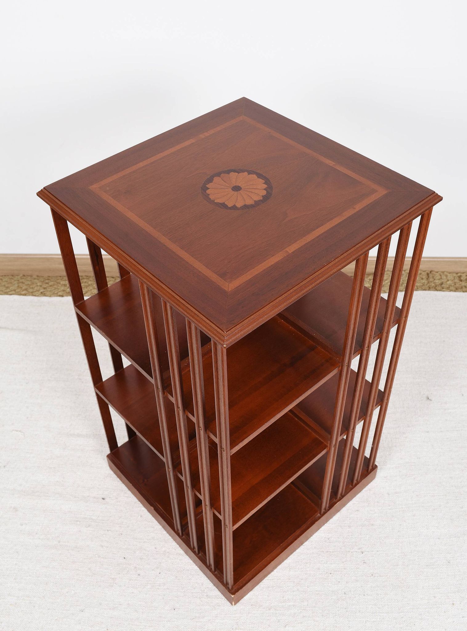 Revolving bookcase, rotating furniture (book mill), mahogany, three floors.