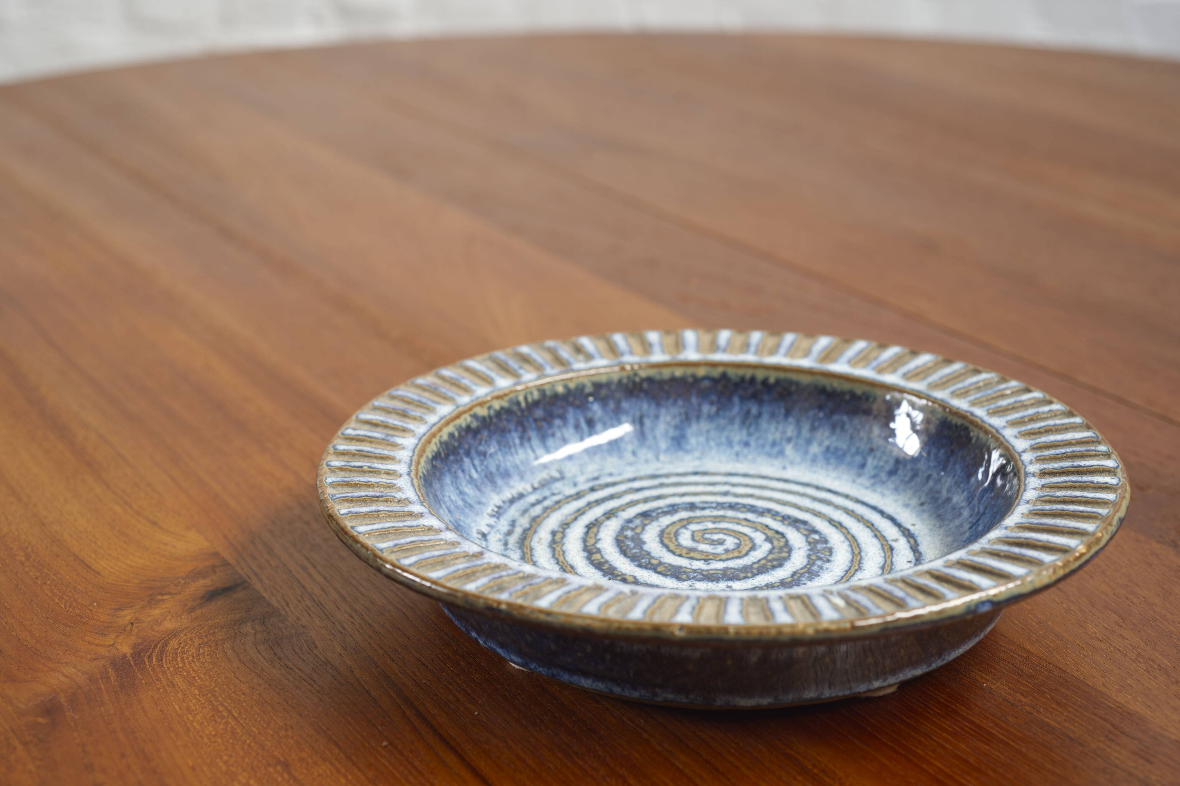 Blue Ceramic Dish Maria Philippi and Einar Johansen, Søholm, Denmark 1960s