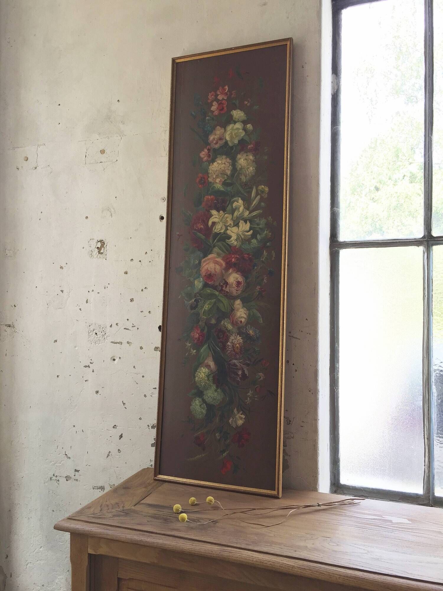Peinture à l’huile sur bois XIXème format XXL