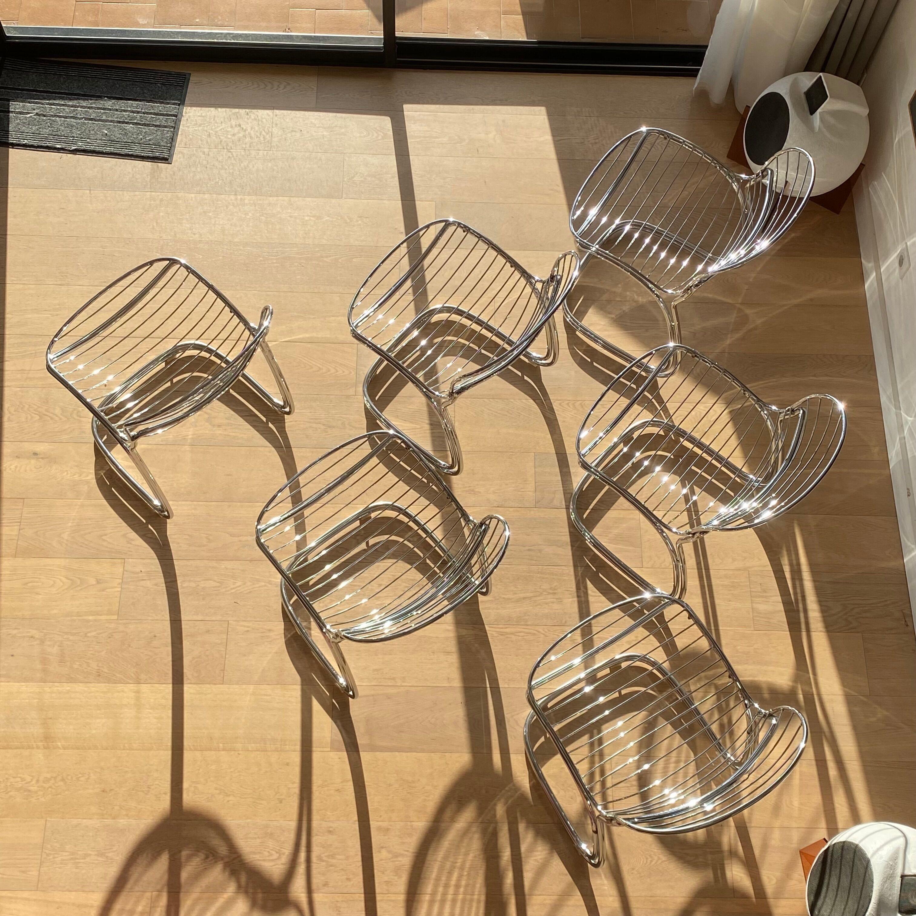 Suite of 6 Sabrina chairs by Gastone Rinaldi for Rima 1970