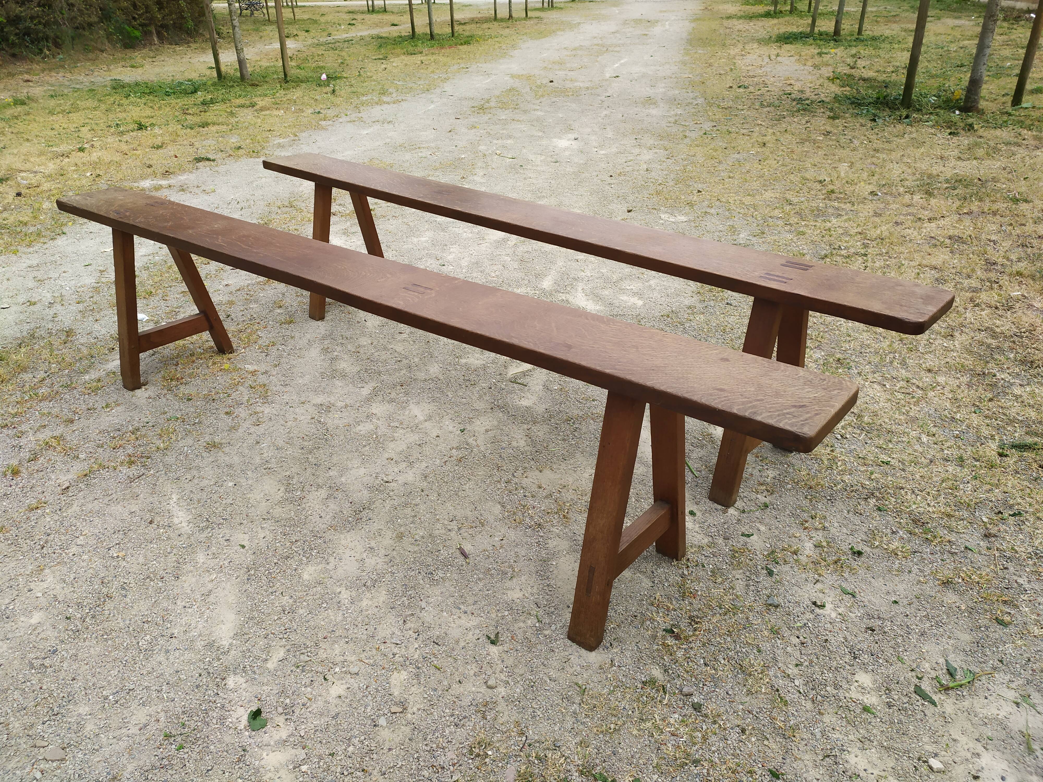 Paire de bancs de ferme 200 cm
