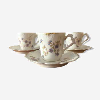 Limoges porcelain 3 cups coffee set