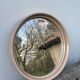Miroir rond 1960 beige