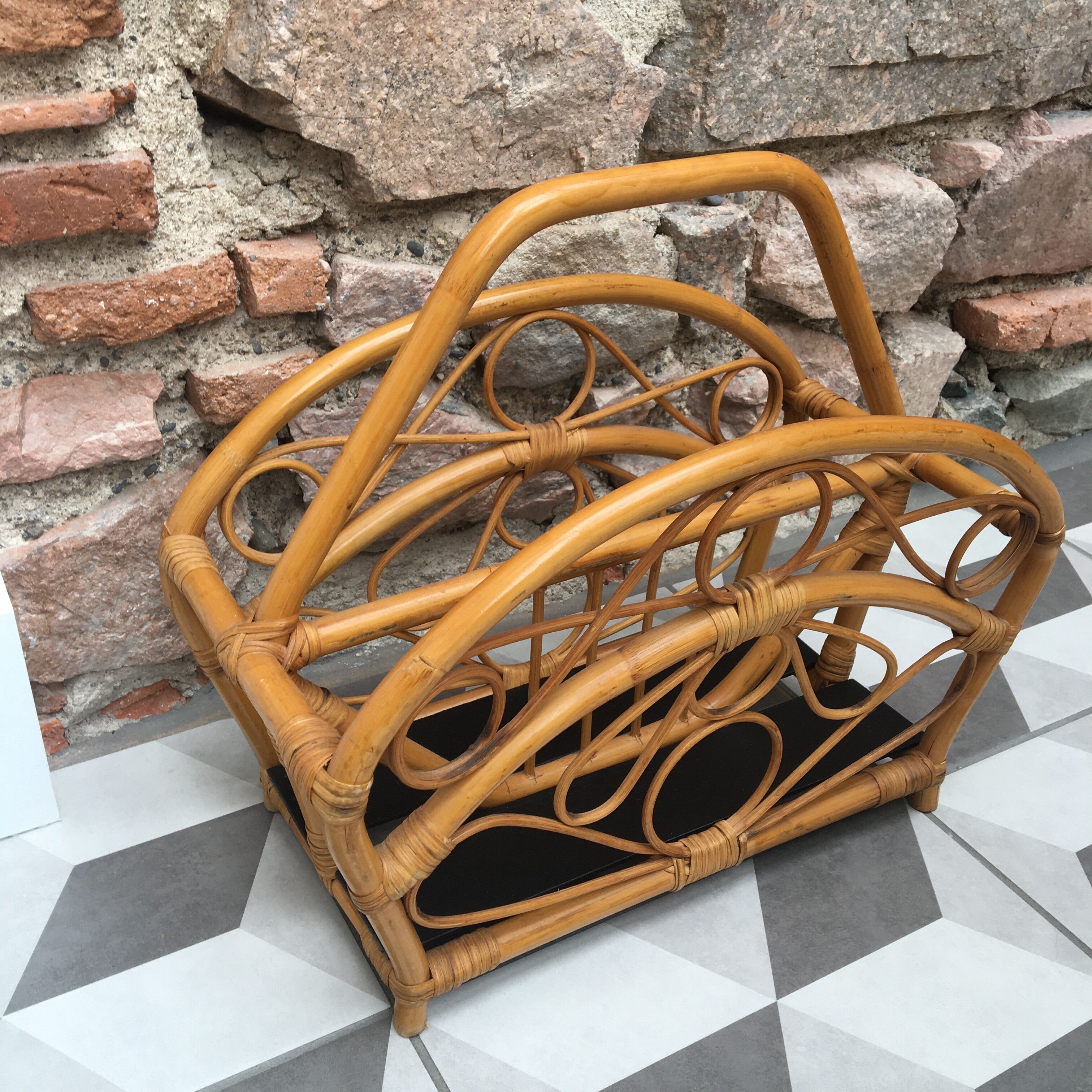 Rattan magazine holder
