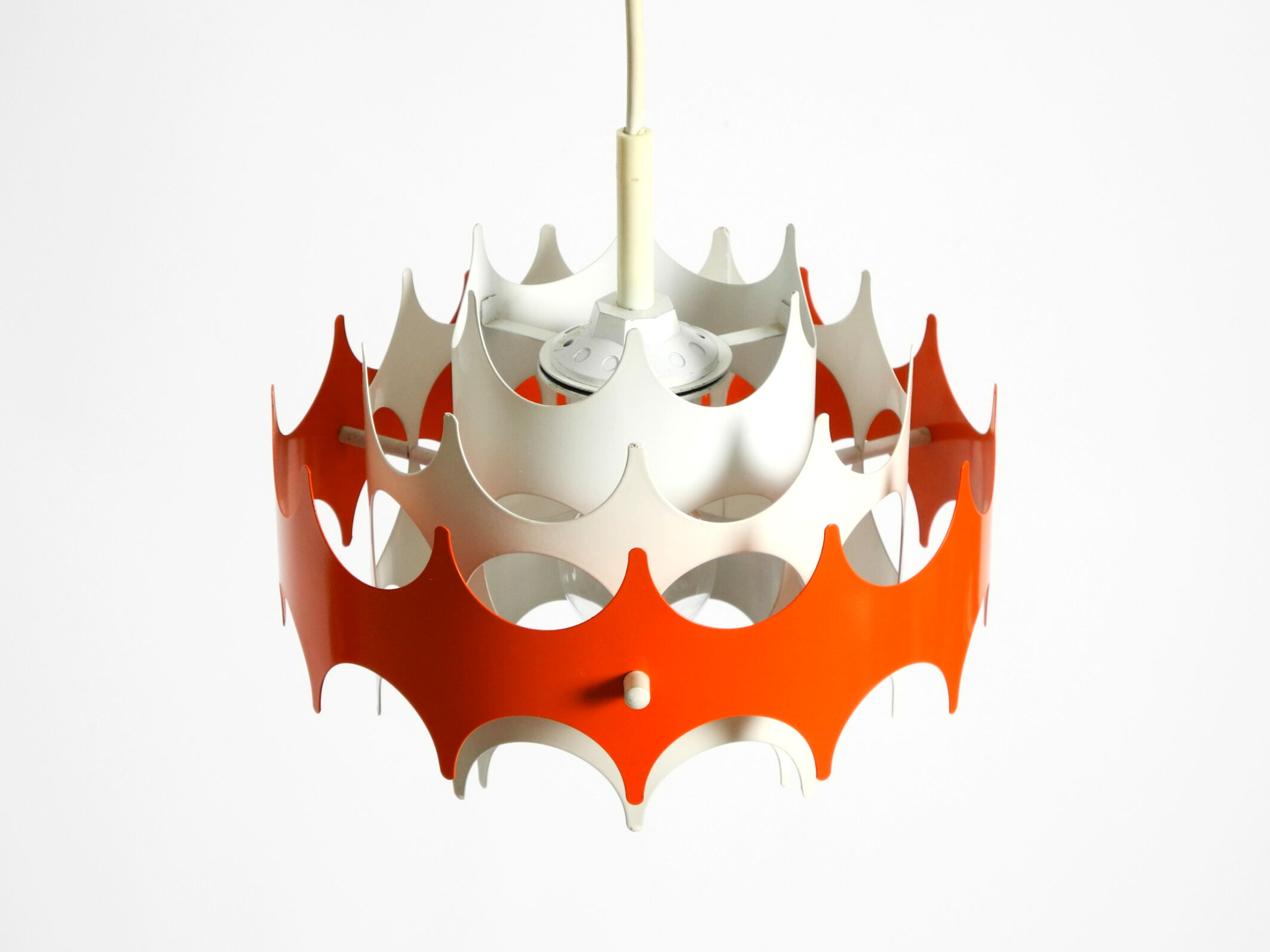 Beautiful small original 1960s Space Age metal pendant lamp by Doria