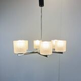 Six-light chandelier by Kaiser Leuchten, chrome, glass, vintage of the 60s