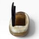 Antique snuffbox in blonde and black horn — 19th century — hinge