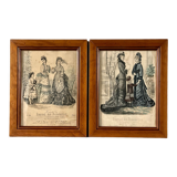 Set of two framed old illustrations