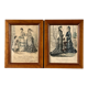 Set of two framed old illustrations