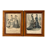 Set of two framed old illustrations