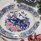 Grand plat ovale ancien en faïence italienne Stoviglierie – motif oiseaux et fleurs bleu, vert, rose