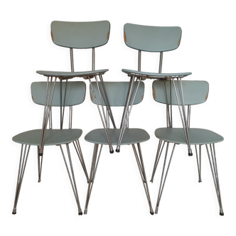 Set de 5 chaises pieds eiffel