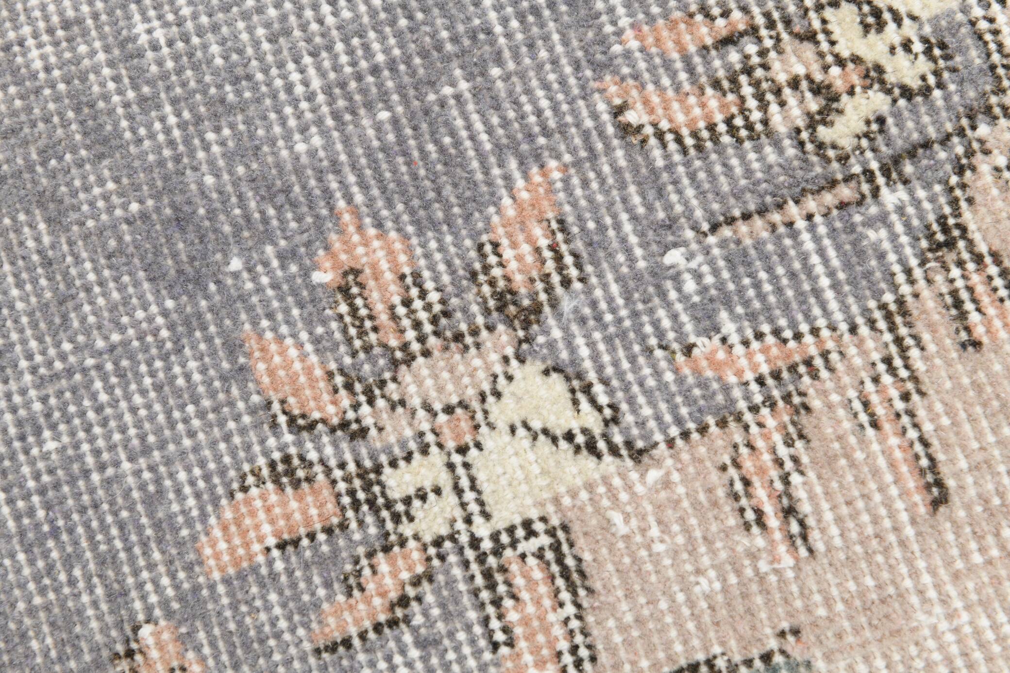 3x6 Gray & Cream Oriental Turkish Vintage Rug, 110x192Cm