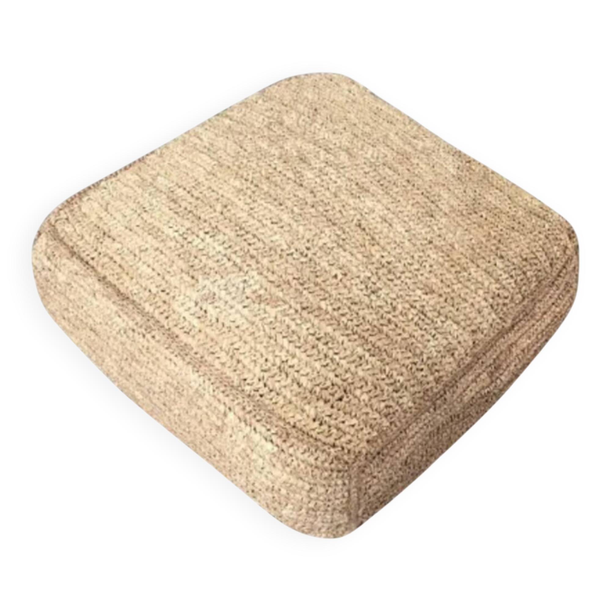 Square floor cushion pouf in natural bohemian jute raffia
