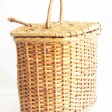 Old wicker fishing basket