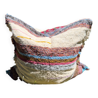 Housse de pouf artisanal - tissé main coton recyclé - 120 x 120