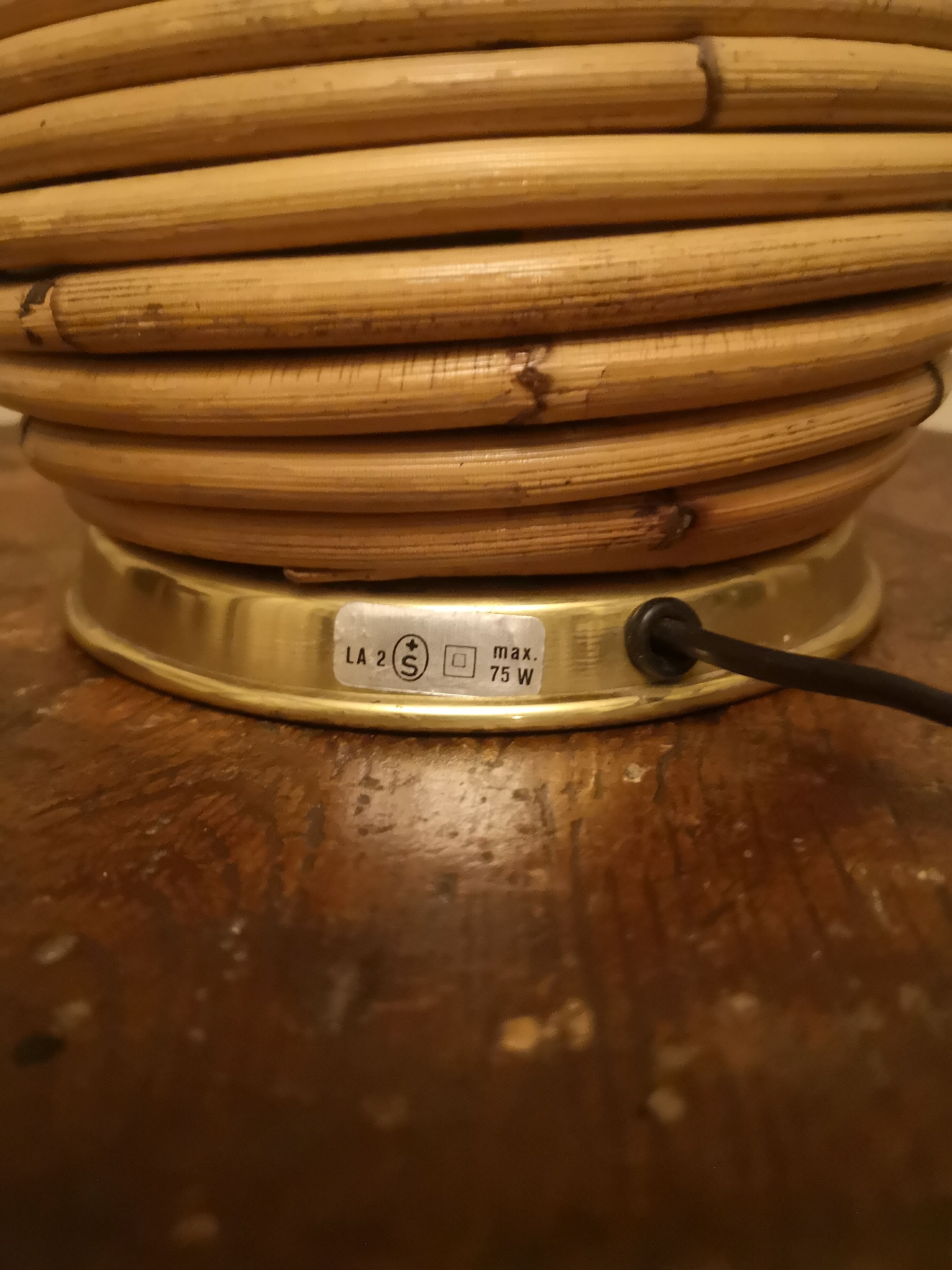 Rattan and vintage brass lamp base