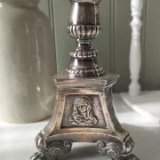 Ancien pique-cierge d'église en métal argenté