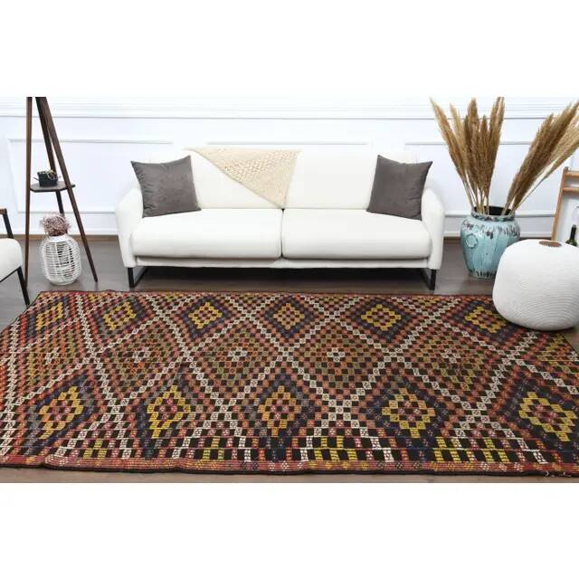 1970s Vintage Turkish Hand-Knotted Wool Cotton Brown Area Rug 176x309