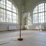 Organic Art Deco floor lamp in stained birch, Sweden, 1930s.