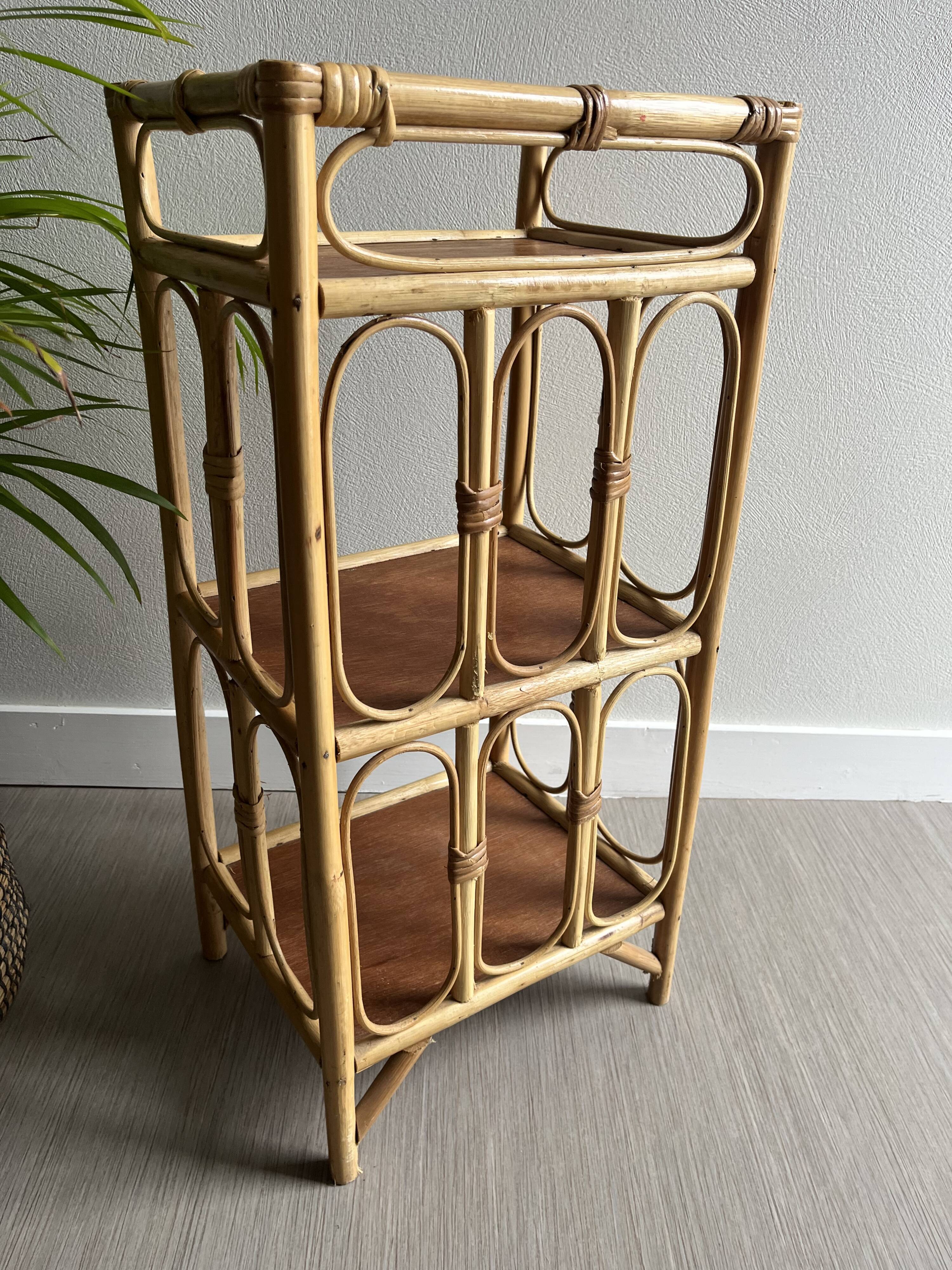 Vintage rattan bedside shelf