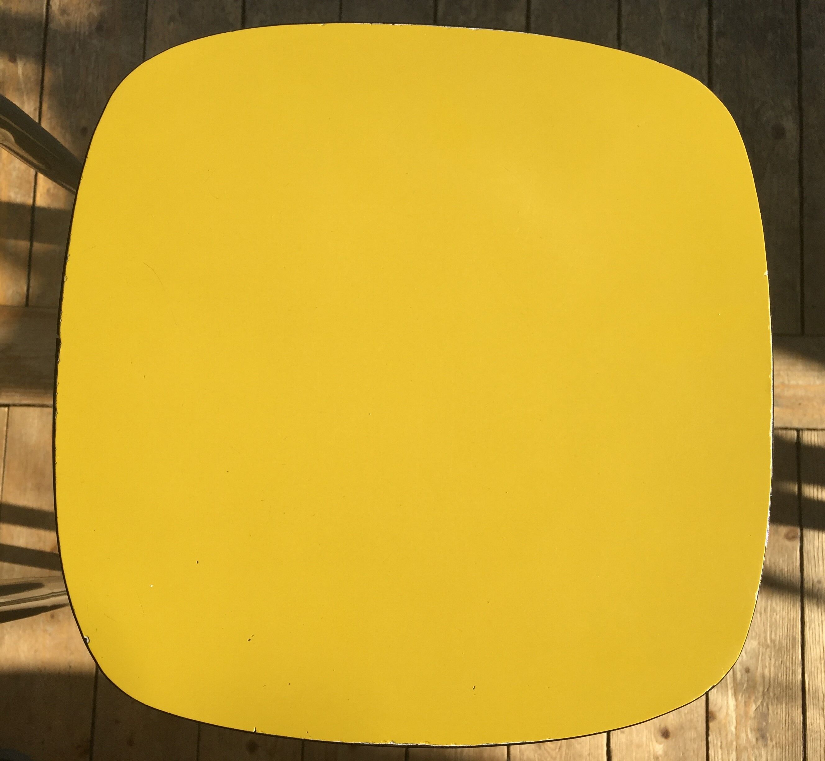 Duo of vintage formica mustard yellow stools