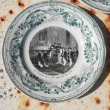 3 plates Creil-Montereau religious theme