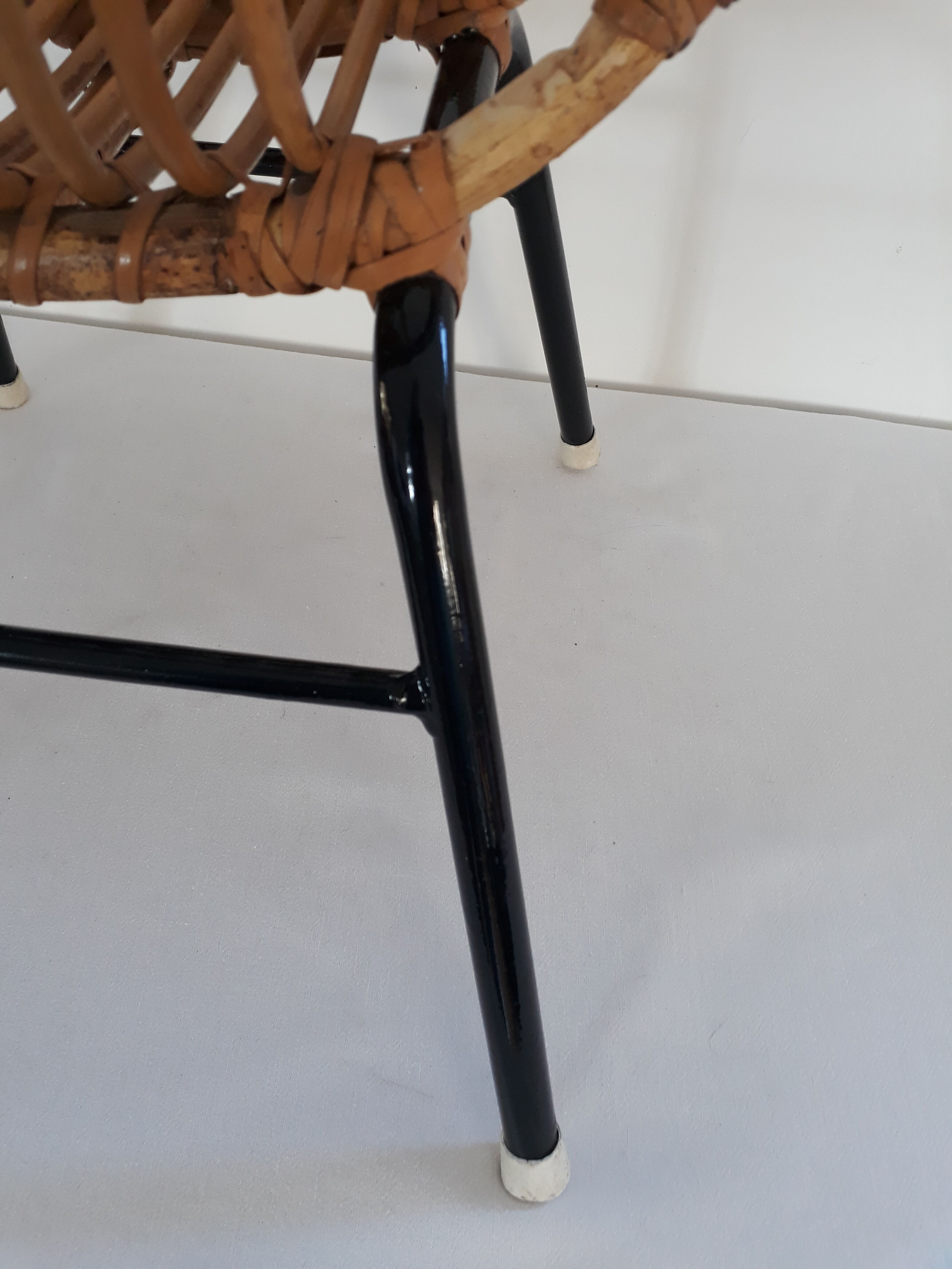 Fauteuil enfant vintage années 60/70 rotin et osier