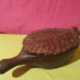Rare folk art large old salt box carved wood