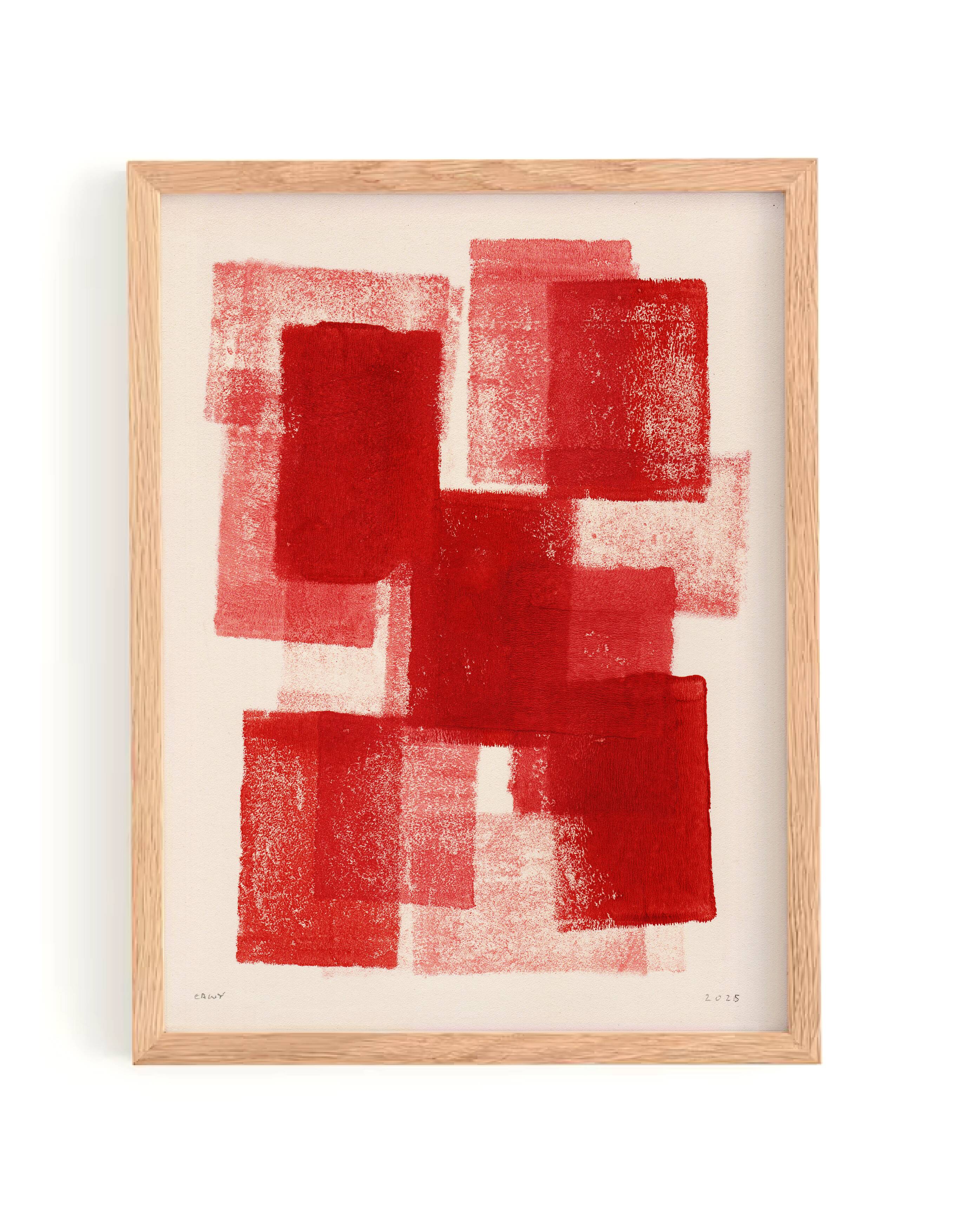 peinture abstraite 30x40cm illustration rouge signée eawy