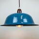 Industrial Factory Blue Enamel Ceiling Lamp, 1960s