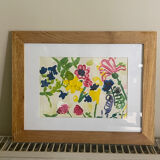 Flower painting in an antique frame