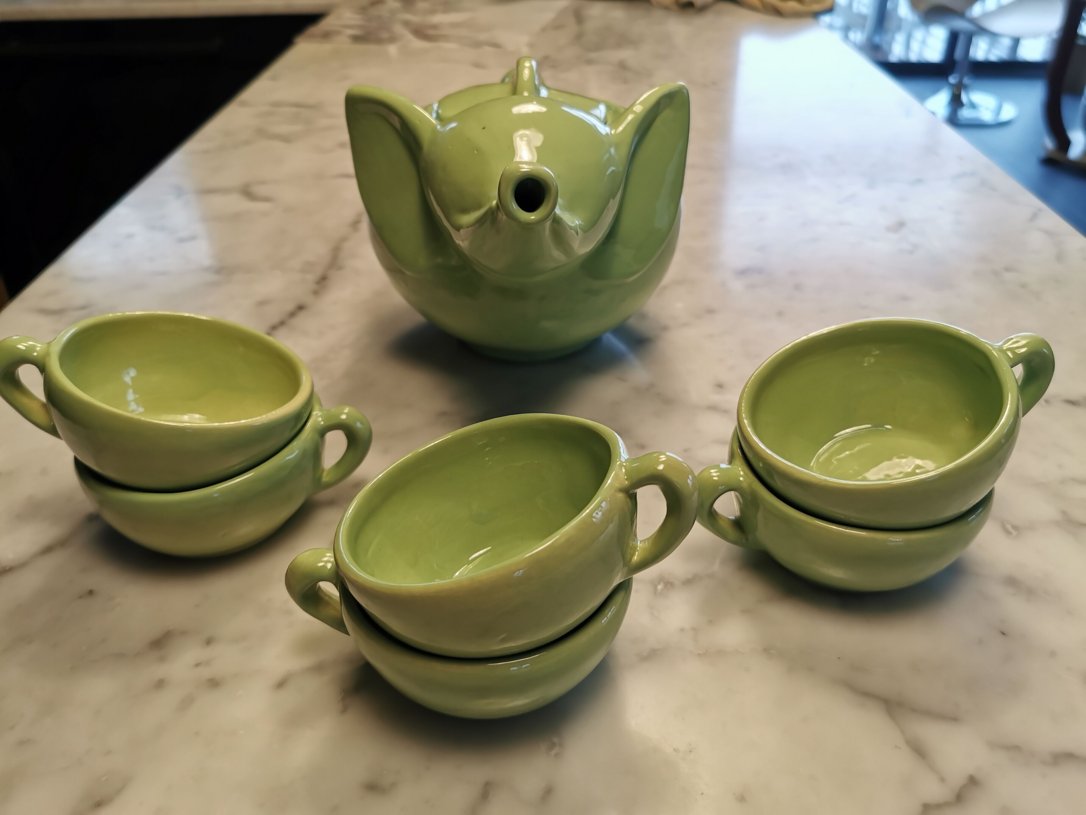 Craft ceramic tea service animal decoration