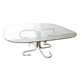 Table basse en verre transparent et piètement alu