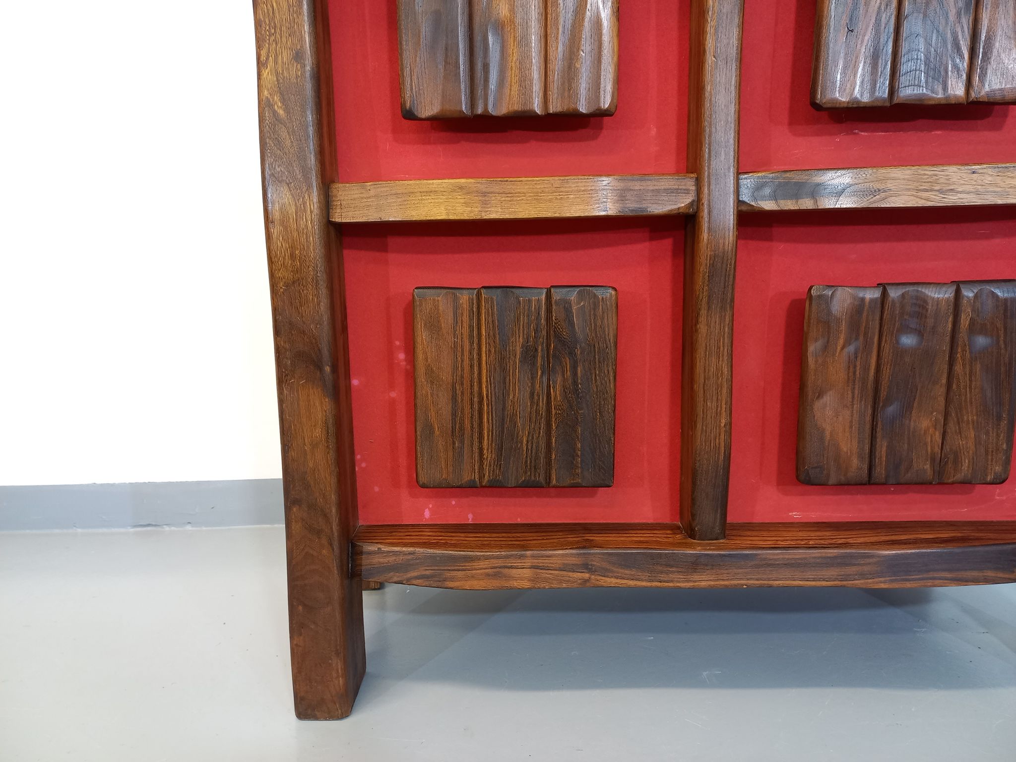 Bright brutalist bar furniture aranjou vintage from the 50s 60s in solid elm